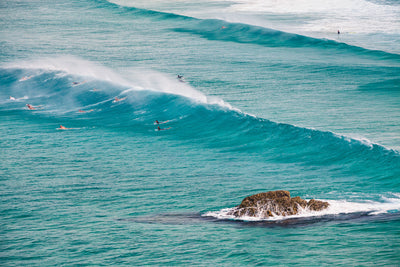 Ocean Blues Wall Art Print Coastal Surfing Waves - Off Shore