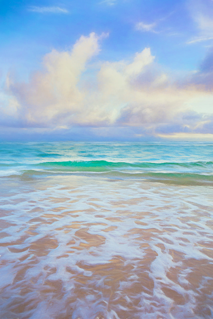 Calming Ocean Beach Waves Seaside Digital Art Print Flinders Beach Stradbroke Island - Flinders clouds