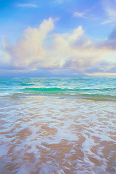 Calming Ocean Beach Waves Seaside Digital Art Print Flinders Beach Stradbroke Island - Flinders clouds