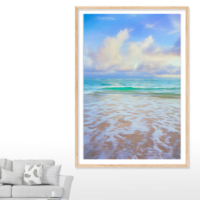 Calming Ocean Beach Waves Seaside Digital Art Print Flinders Beach Stradbroke Island - Flinders clouds