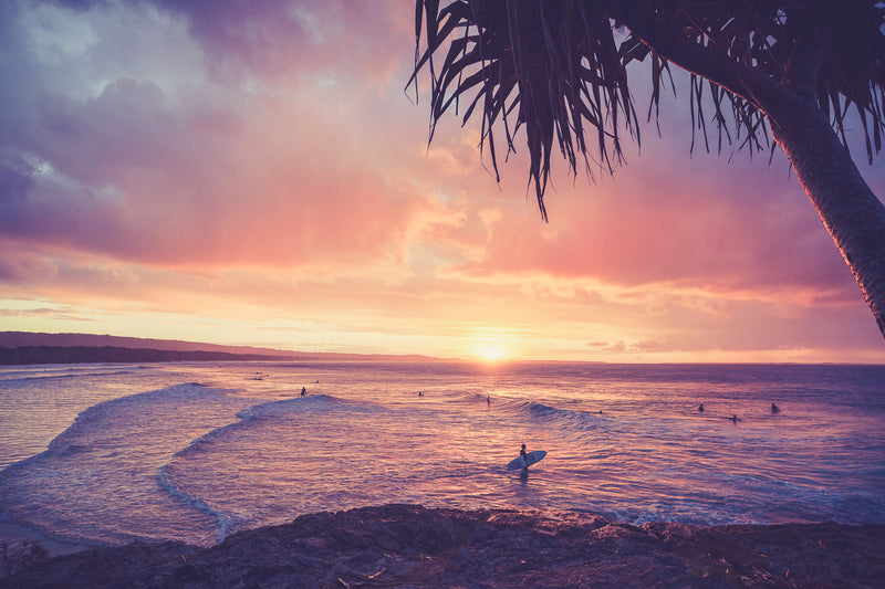 Sunset Surf Life Coastal Wall Art Print Stradbroke Island Adder Rock - Golden Days at Adder