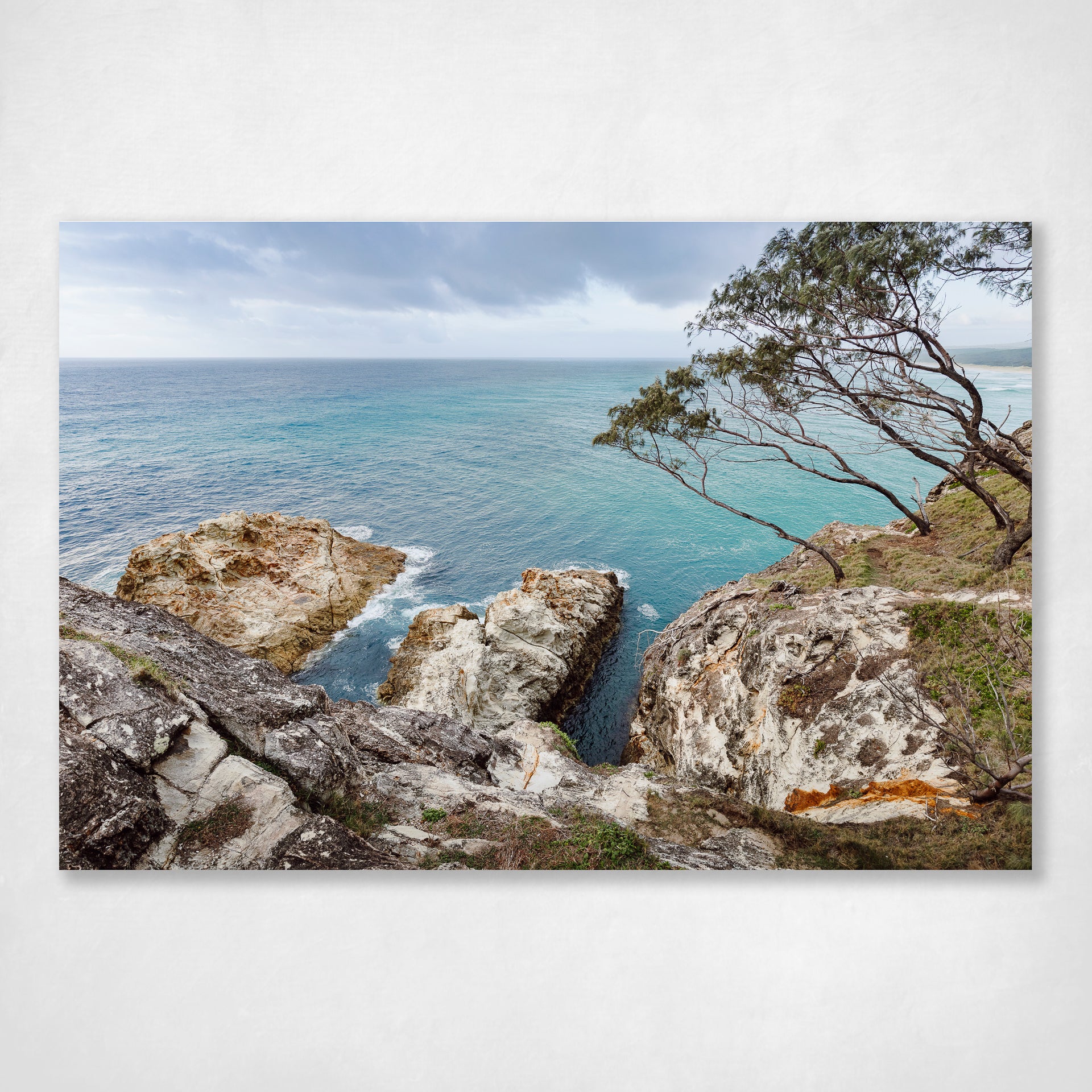 Coastal Ocean Rocky Cliffs Wall Art Print Stradbroke Island Whale Rock - Escape