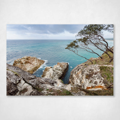 Coastal Ocean Rocky Cliffs Wall Art Print Stradbroke Island Whale Rock - Escape