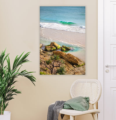 Stradbroke Coastal Beach Rocks Pandanus Palm Tree Wall Art Print - Castaways Lagoon