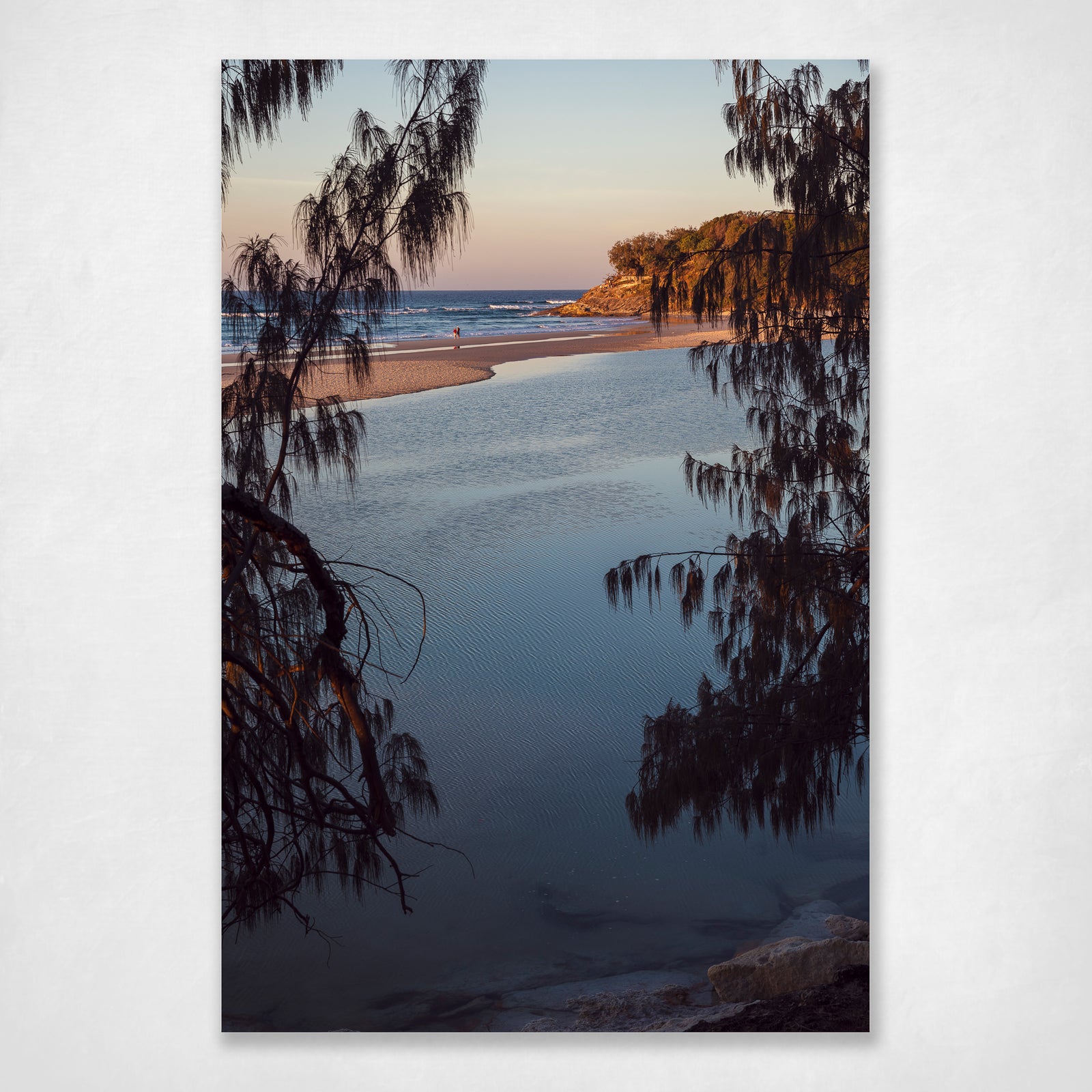 Sunset Lagoon Coastal Modern Wall Art Print - Cylinder Headland Stradbroke Island