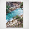 Blue Ocean Coastal Pandanus Palms Rocky Cliffs Photographic Wall Art Print Stradbroke Island - Diagonally
