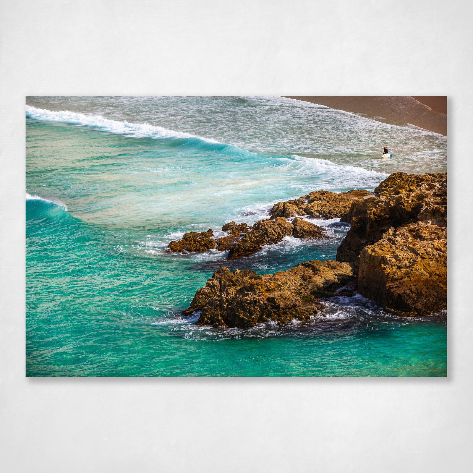 Surf Life Stradbroke Island Ocean Waves Surf Rocky Headland Wall Art Print - Entry