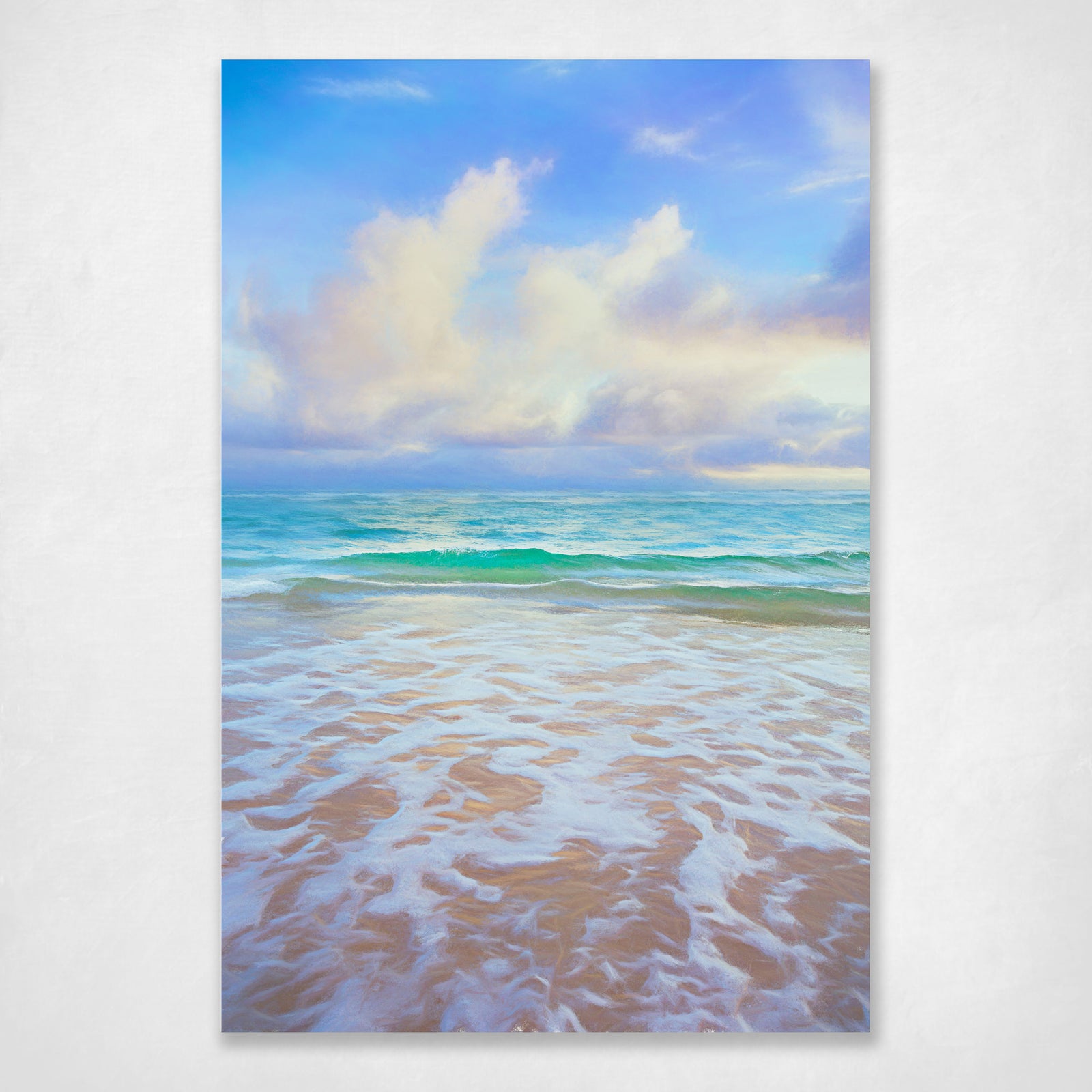 Calming Ocean Beach Waves Seaside Digital Art Print Flinders Beach Stradbroke Island - Flinders clouds