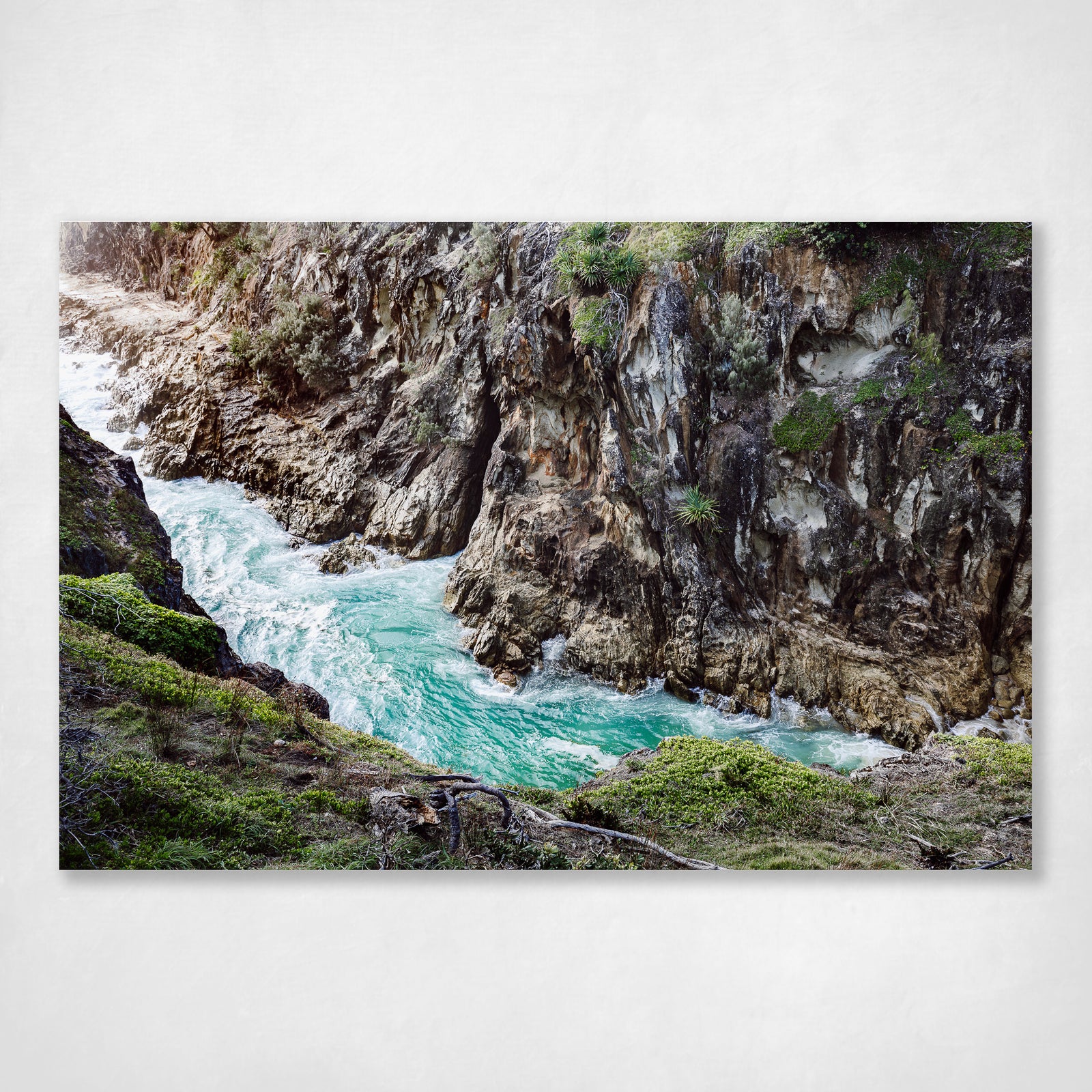 Rocky Cliffs Ocean Gorge Modern Coastal Art Print - Carved by Time - The North Gorge Straddie