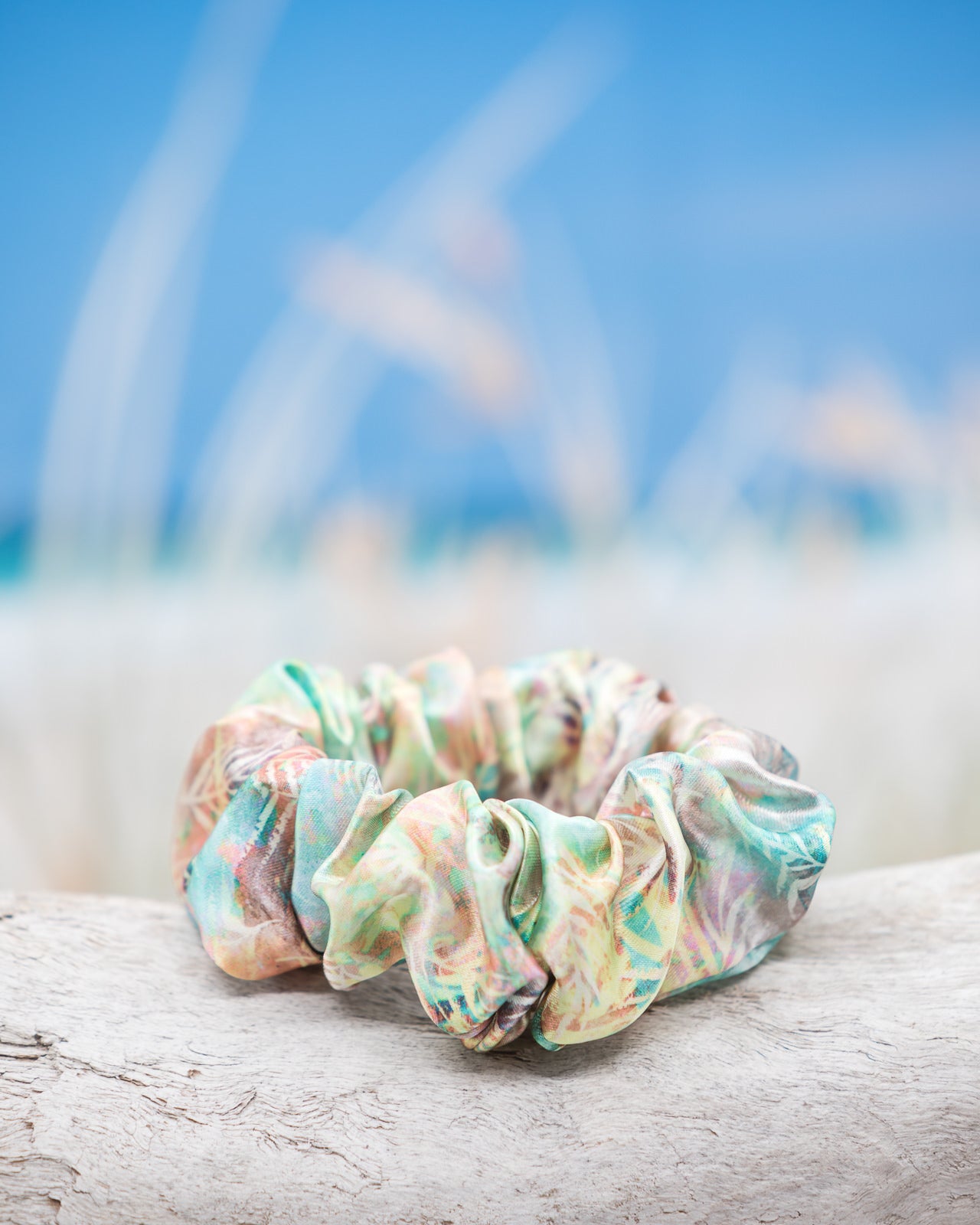Scrunchie - Tropical Sorbet - Printed Satin Hair Scrunchie Exclusive Design