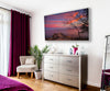 Sunset photo of Stradbroke on the wall in a bedroom mock up wall art